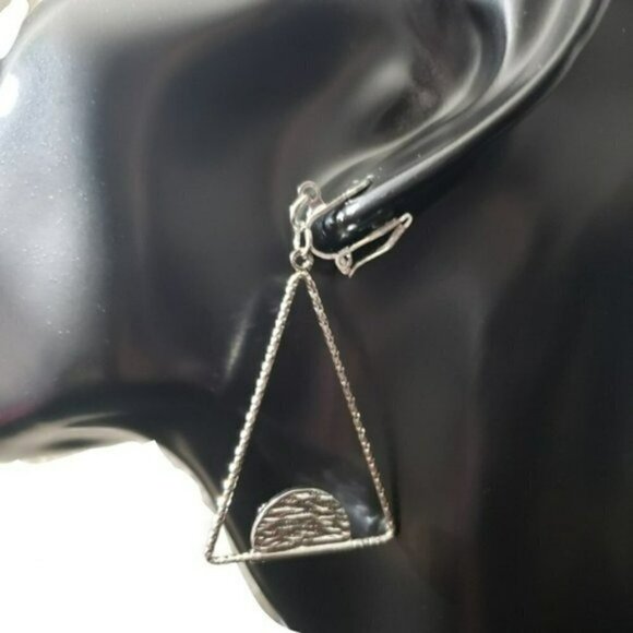 Fashion Jewelry  Silver Drop Triangle Earrings - Picture 2 of 6